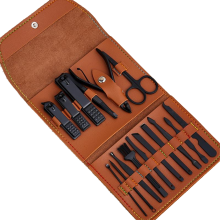 Set per manicure professionale ultra-portatile, strumenti in acciaio inossidabile con design antiscivolo, kit di cura da viaggio in custodia alla
