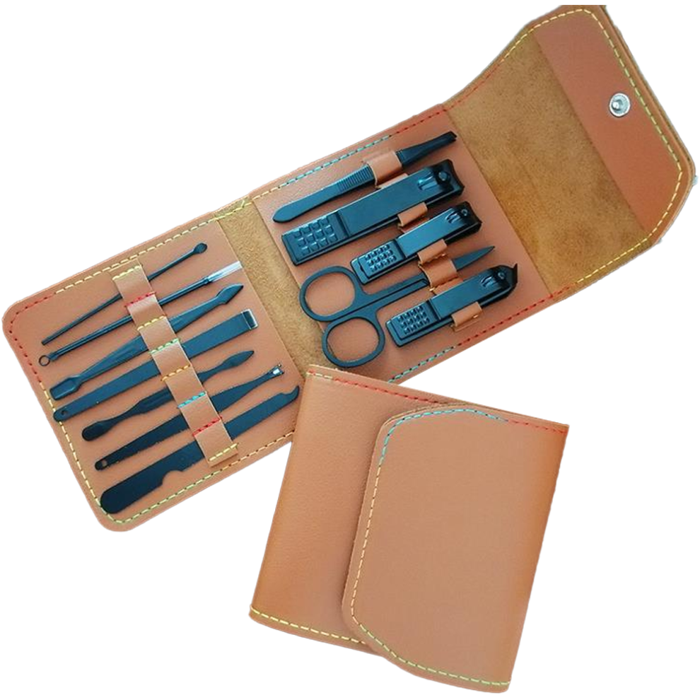 Stylish Manicure Set for Portable Grooming, Stainless Steel Tools with Anti-Skid Technology & Integrated Nail File, High Precision Cutting for