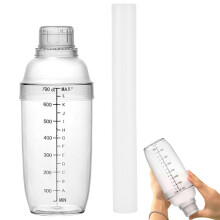 Cocktails Set Clear Scale Bottle Durable Drink Mixer Shaker With Strainer Lid Lemon Muddler Jigger Bar Accessories