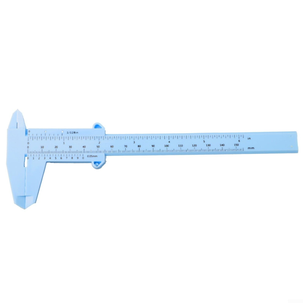 Calipers 0150Mm Plastic Double Scale Precision Measuring Tool Jewellery Woodworking Depth Height Diameter Blue 9347817652543