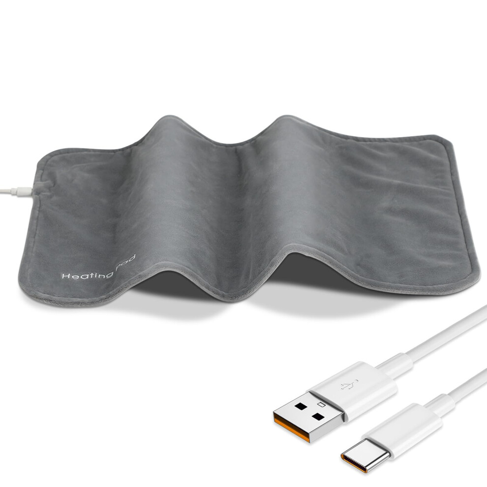 Portable USB Heating Pad 5V, Washable Winter Heat Cushion 30x60cm Grey