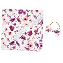 Swaddle Blanket For Newborns, Floral Pattern Sleep Bag, Photo Prop Wrap, Unisex, Headband Included
