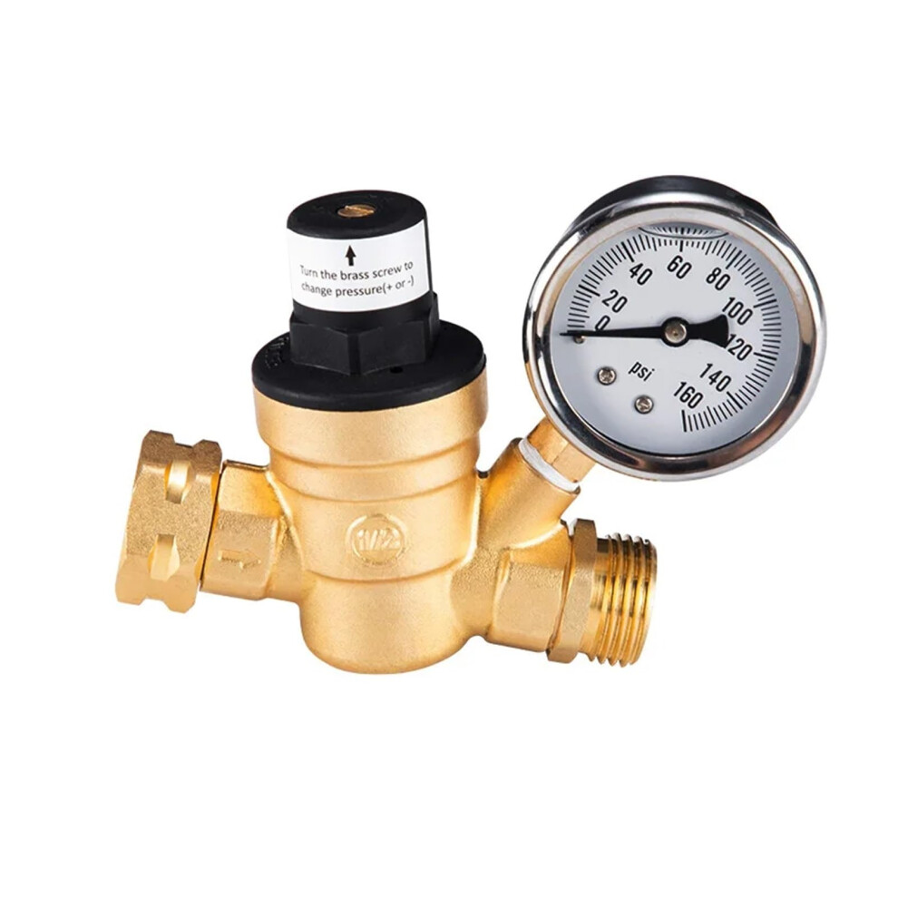 Brass Pressure Reducing Valve Dn20 Adjustable Water Pressure Regulator With Builtin Gauge 9094768848050