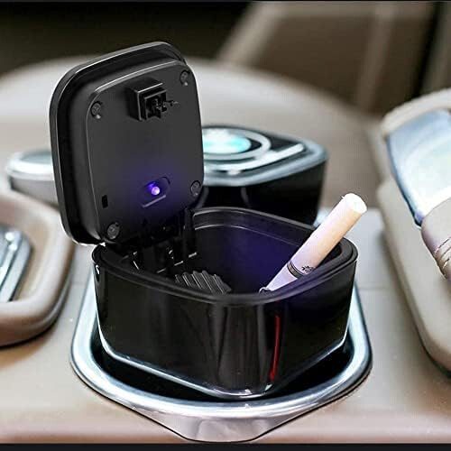 Car Portable Ashtray With Lighter, Blue LED Light, Automatic Lid Fits Cup Holder 2