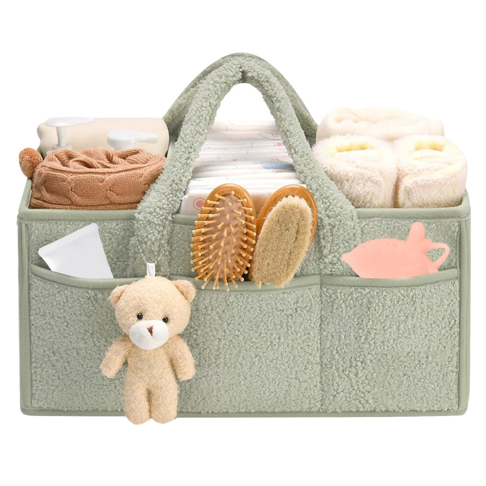 Changing Bag Organizer, Portable Changing Organizer, Plush Changing Basket with Bear