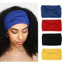 Boho pandebånd til kvinder, afrikansk inspirerede elastiske hårtilbehør, moderigtig elegance, perfekt til yoga, sport, træning, 4-pak, blød og