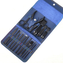 Kit de manucure professionnel multifonctionnel, outils en acier inoxydable, cadeau idéal, étui de voyage portable en cuir, acier inoxydable de