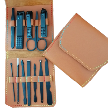 Custodia da viaggio portatile in pelle, kit per manicure professionale, regalo ideale per occasioni speciali, acciaio inossidabile di alta qualità,