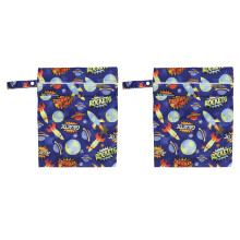 Reusable Bag For Baby Diapers Wet Dry Storage Eco Friendly Waterproof Material Machine Washable Two Zippered Pockets Snap Handle Hanging Rope Odorles