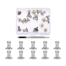 Round Head Button Studs for Leather Belt Shoe-4mm silver white