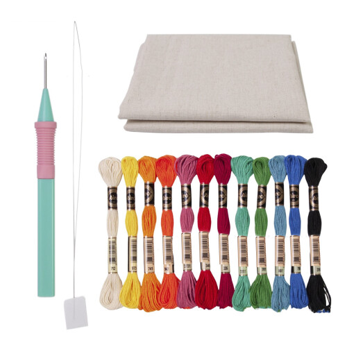 Embroidery Cloth and Punching Needle Pen Set with-Combination 3