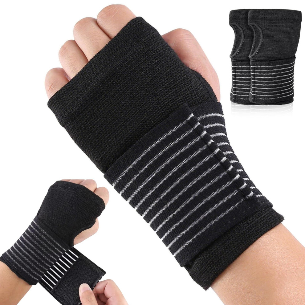 Black 1Pair Hand Wrist Braces, Adjustable Wrist Compression Relieves Wrist Pain,