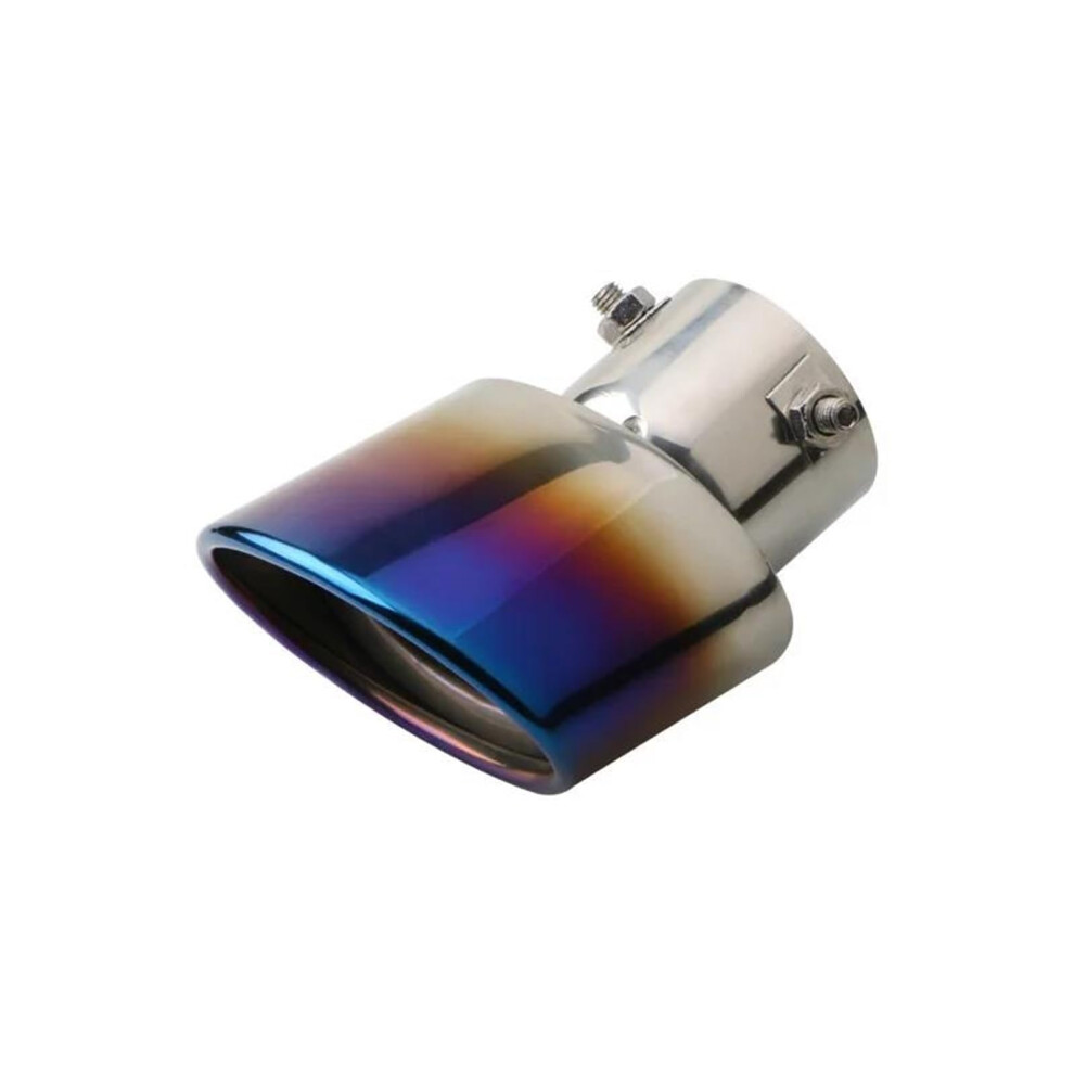Car Exhaust Tip 63Mm Stainless Steel Curved Design For Noise Reduction And Performance Boost Blue 9199774116596