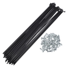 Bicycle Spokes Set 13G 210mm Length For Wheel Building, Nipples 45 Steel Black, Universal