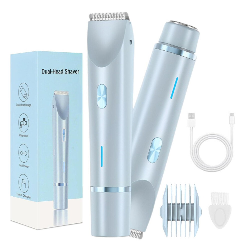 Blue Silkysplash Razor, 2In1 Dual Head Shaver, Ipx7 Waterproof Wet And Dry (Blue)