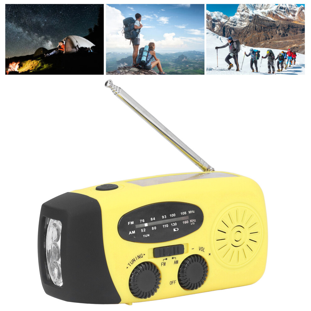 Multifunctional Solar Radio With Flashlight, 1200Mah, Yellow 9341375852780