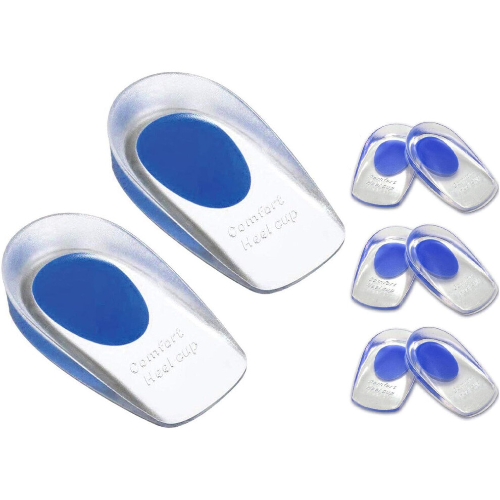 Supportive Heel Inserts, Gel Heel Cups For Plantar Fasciitis And Heel Spurs Pain Relief, Shock Absorbing Silicone Cushion Inserts For Men And Women