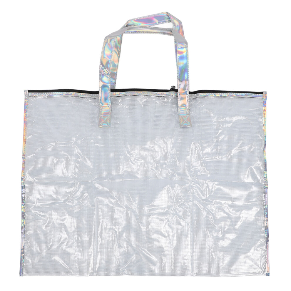 Large Capacity Transparent Tote Bag for Women, Waterproof Durable PVC PU Clear Storage Organizer, Multi Use See Through Design Tote with Zipper, Wide