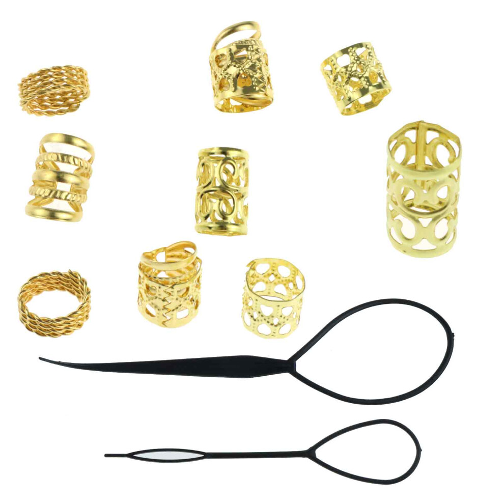 Unisex Gold 72Pcs Hair Cuffs, Dreadlock Beads Locs Accessories, Adjustable Metal Cuffs Accessories, Braiding Hair Decorations, Aluminium Hair Rings For