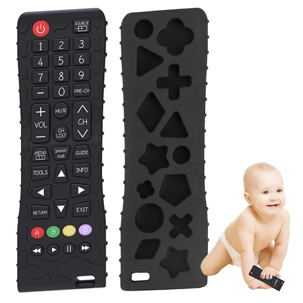 Baby Remote Control Teething Ring Teething Aid For Babies Promotes Handeye Coordination Baby Bath Toy For 3, 6, 12 Months (Black) Black