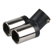 Universal Dual Exhaust Tip Chrome 63mm Double Muffler Tail Pipe BoltOn Trim for Cars