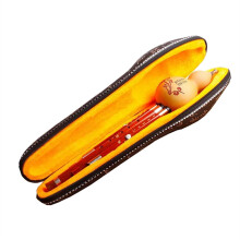 Chinese Handmade Rosewood Sound Tube, Hulusi Flute, Double Tone C/B Pumpkin Flute with Case Professional Hulusi