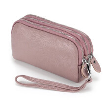 (Purple) Women Long Wallet Genuine Leather 3-Layer Zipper Purse Bag Large Capacity Wristlet Clutch Wallets Phone Bag Money Purses 2026