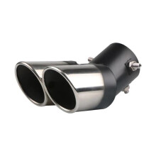 Car Exhaust Muffler Pipe Universal Fit Silver Double Tail Pipe Exhaust Modification
