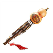 Hulusi Flute Safe, Natural, and Durable ThreeColor Bamboo Hulusi Flute CKey/BFlatKey Gourd Musical Instrument with Case (Color: B flat)