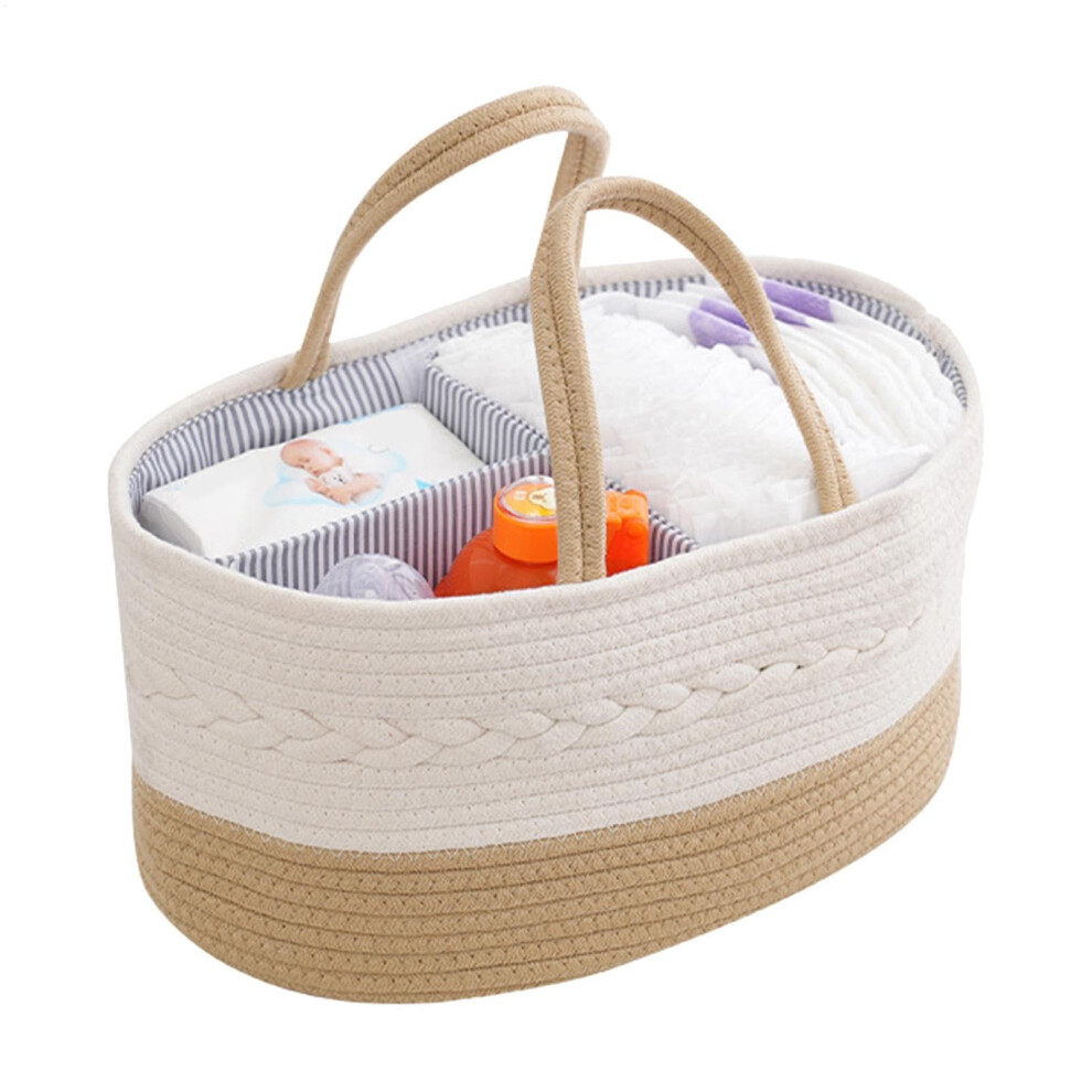 Nappy Organiser Basket, Changing Table Organisation, Split Container For Nursery Utensils, Portable Nappy Baskets For Home, Travel Brown