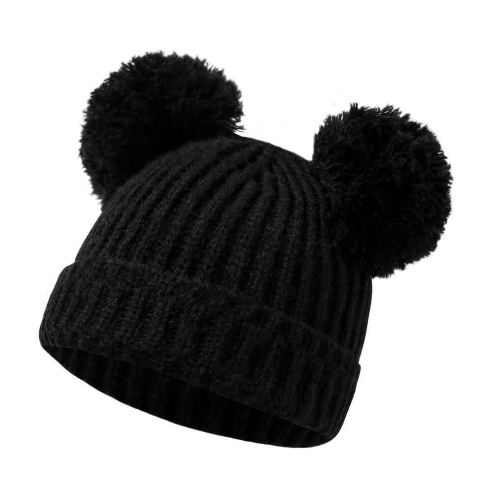 Winter crochet hat, warm, soft, stretchy, with pompoms, for newborns and toddlers, 012 months