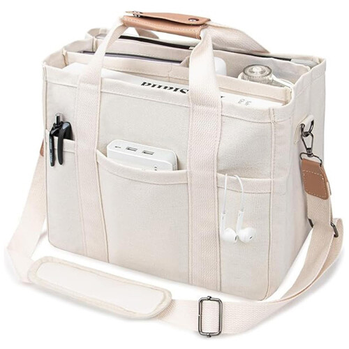 Nappy Organiser, Baby Nappy Caddy with Compartments, Canvas Changing Bag