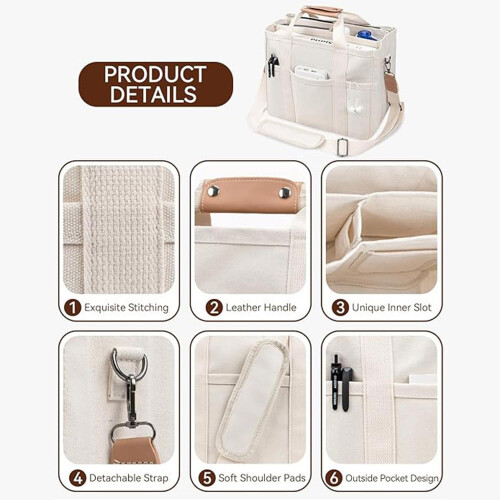 Nappy Organiser, Baby Nappy Caddy with Compartments, Canvas Changing Bag 2