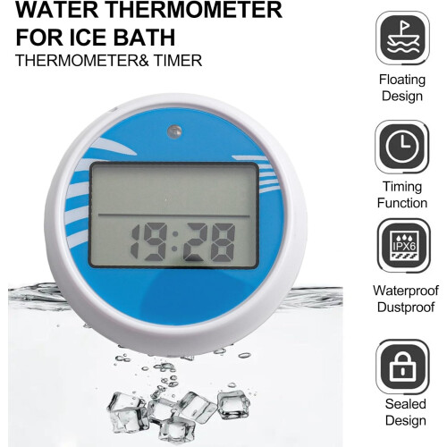 Waterproof Floating Ice Bath Thermometer Timer IP67 Digital Temperature Readings For Cold Water Therapy 1