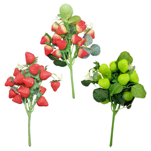 Plastic Strawberry Branch Ornamentation Durability Kitchen-C 1