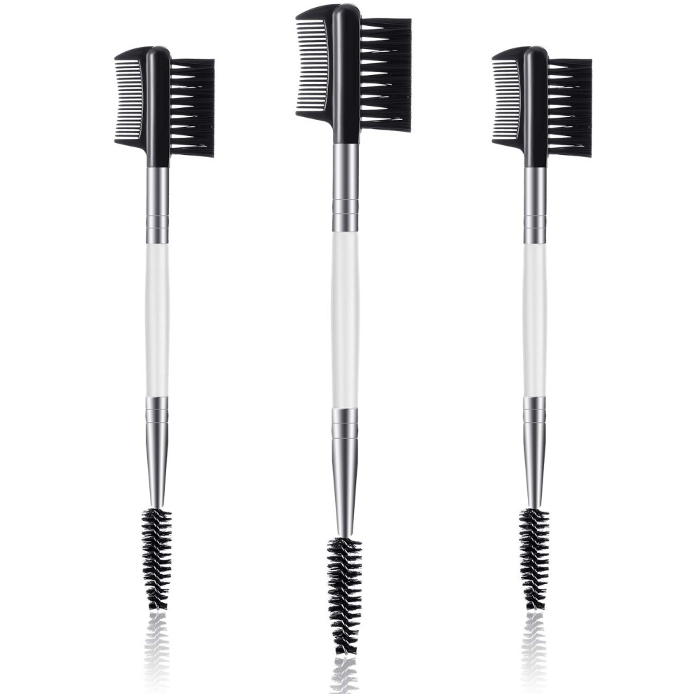 Eyebrow Brush & Eyelash Comb Set, Dual Comb For Lashes And Brows, With Functional Makeup Tools And Non-Slip Handle, Washable And Reusable For Travel