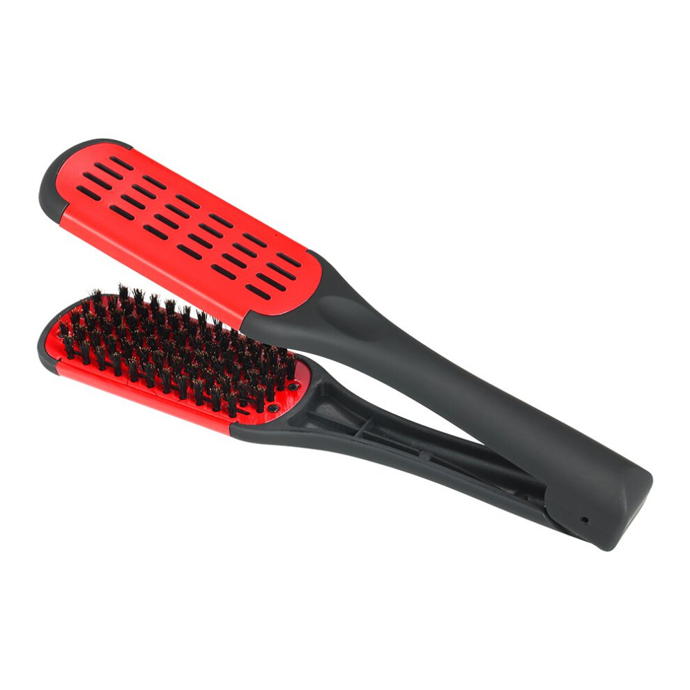 Clamp Design Boar Bristle Comb, Anti-Static Double Sided Hair Straightener Brush for Smooth and Natural Results, Reliable Material for Durable Perfor