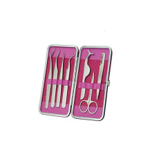Set per manicure professionale, confezione estetica, 7 strumenti in acciaio inossidabile di alta qualità per extension ciglia, cura delle unghie