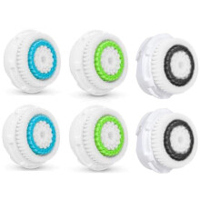 Revitalizing Deep Pore Brush Heads, 6Pcs, Clarisonic Compatible for Acne Prone & Sensitive Skin, Patented Rounded Bristles, Enhances Skincare Product