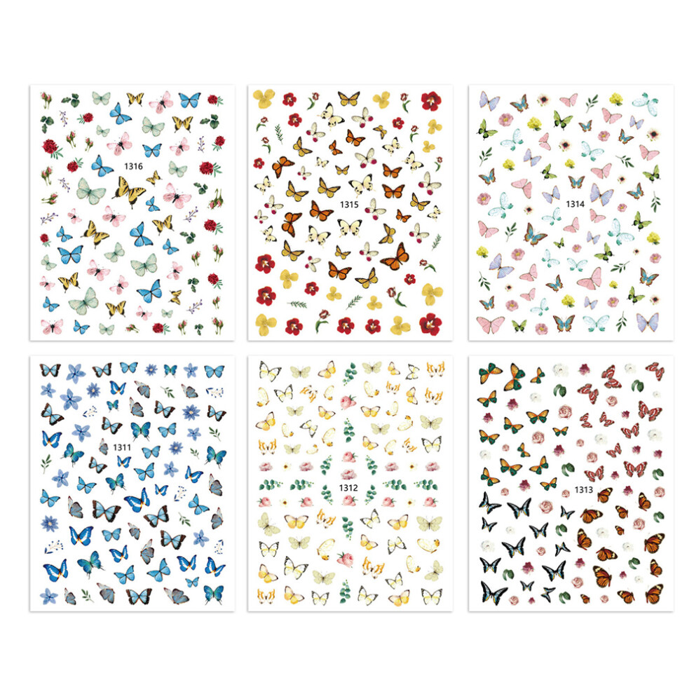 Nail Art Decoration Stickers, Colorful Butterflies Nail Transfer Decal Supplies, Elegant Butterfly Nail Decals with Fashion Butterflies Nail Design,