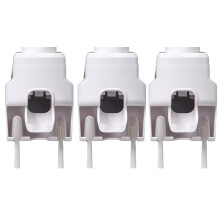 Automatic Toothpaste Dispenser Wall Mounted Punch Toothbrush Holder and Storage Organizer White