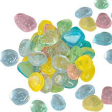Glowing rocks in the dark, luminous stones for landscaping, colorful glowing gravel decorations, landscape for backyard, outdoor, aquarium.