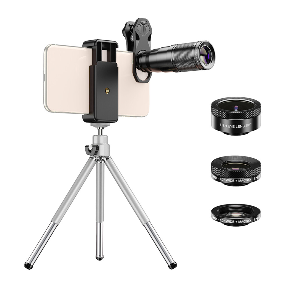 4-In-1 Metal Phone Camera Lens Kit 22X Telephoto Fisheye Wide Macro 9371379387308
