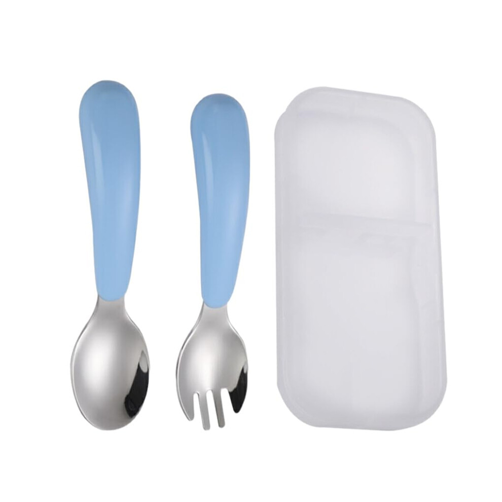 Kids Tableware Set with Stainless Steel Toddler Spoon and Fork, Colorful Divided Plate, Dishwasher Safe