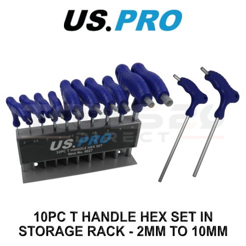 us pro US PRO Tools 10pc T Handle Hex Key Set 2-10mm with Storage Rack 4627