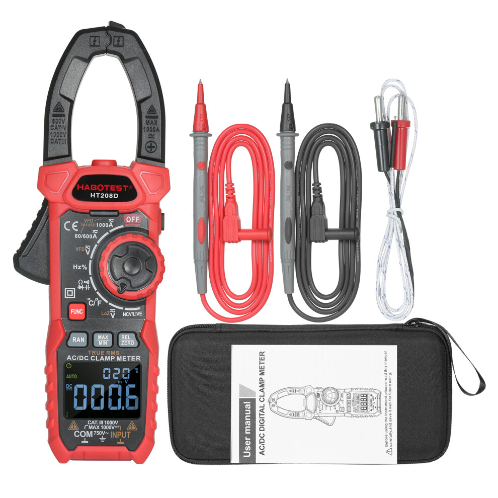 Habotest Ht206d Multimeter 40Mm Clamp With Amp Volt Continuity Temp 4661379388456