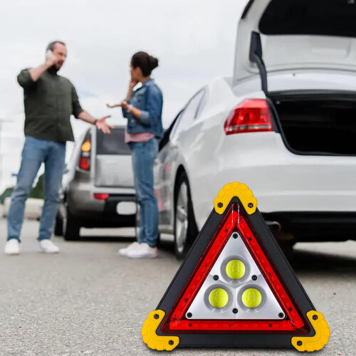 LED Warning Triangle Rechargeable Folding Emergency Light with  Visibility COB for Roadside Safety 1