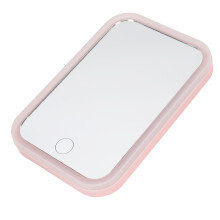 Specchio da trucco a LED rosa con tocco, batteria da 500mAh, luminosità regolabile