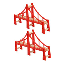 Pack of 2 Wooden Train Track Connectors for Railway Scene Plastic Red