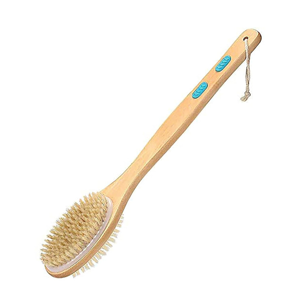 Dry & Wet Brush for Shower, Perfect for Exfoliation & Sensitive Skin Care, Innovative Wooden Handle Ensures Comfort & Control, Natural Bristles for G
